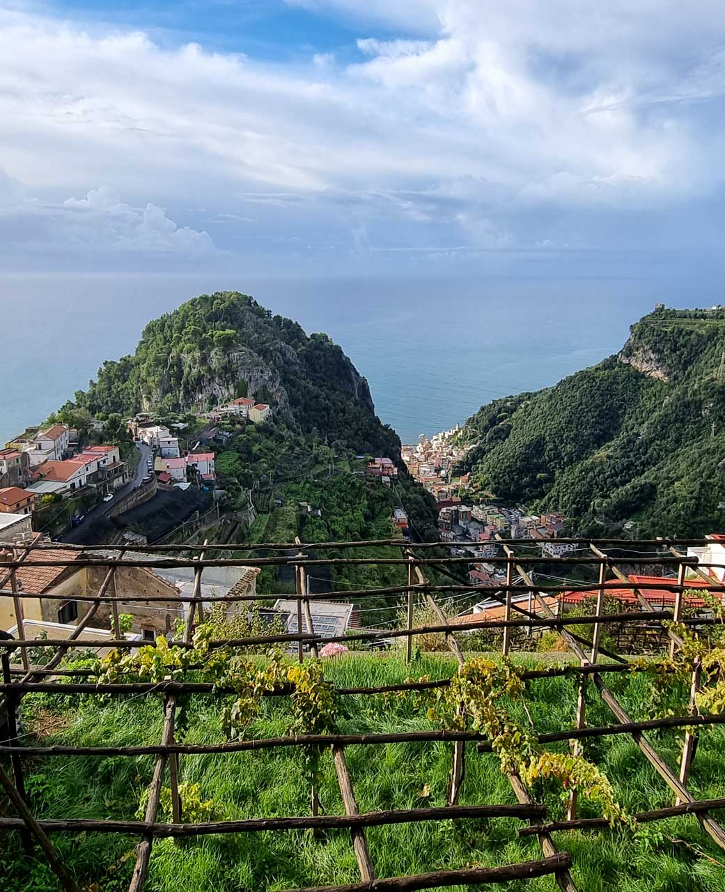 Sea and vineyard view from Scala village, Amalfi Coast, Italy
