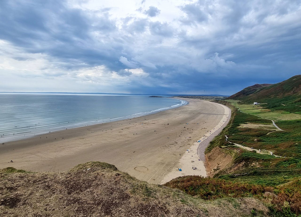 Rhossilli Bay beach panorama, Gower Peninsula, Wales