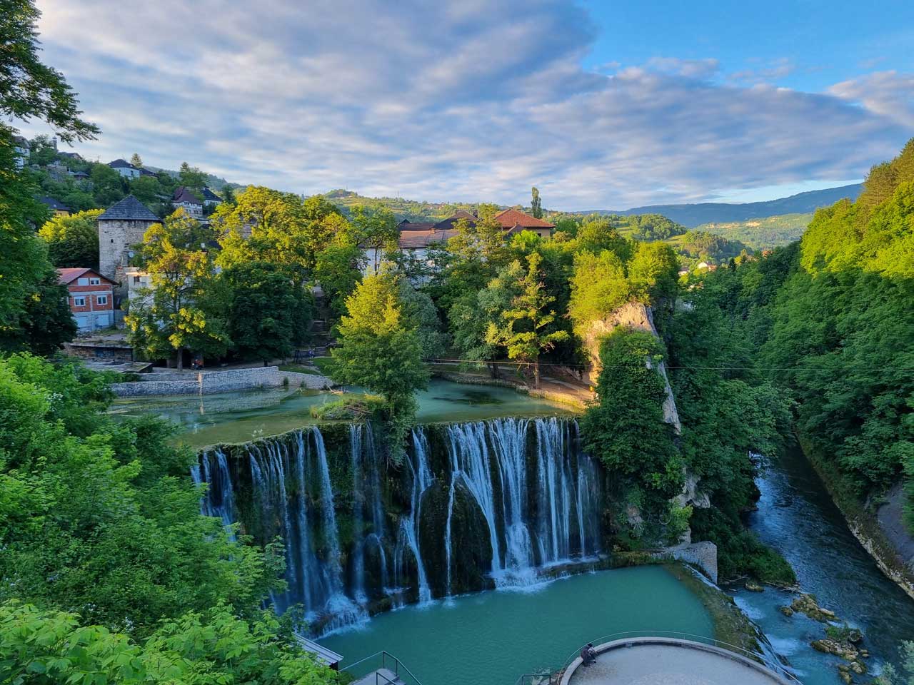 Pliva Waterfall View in Jajce, Bosnia