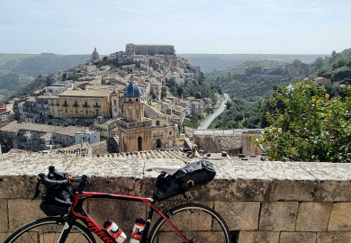 Bicycle on a road above Ragusa Ibla, Sicily