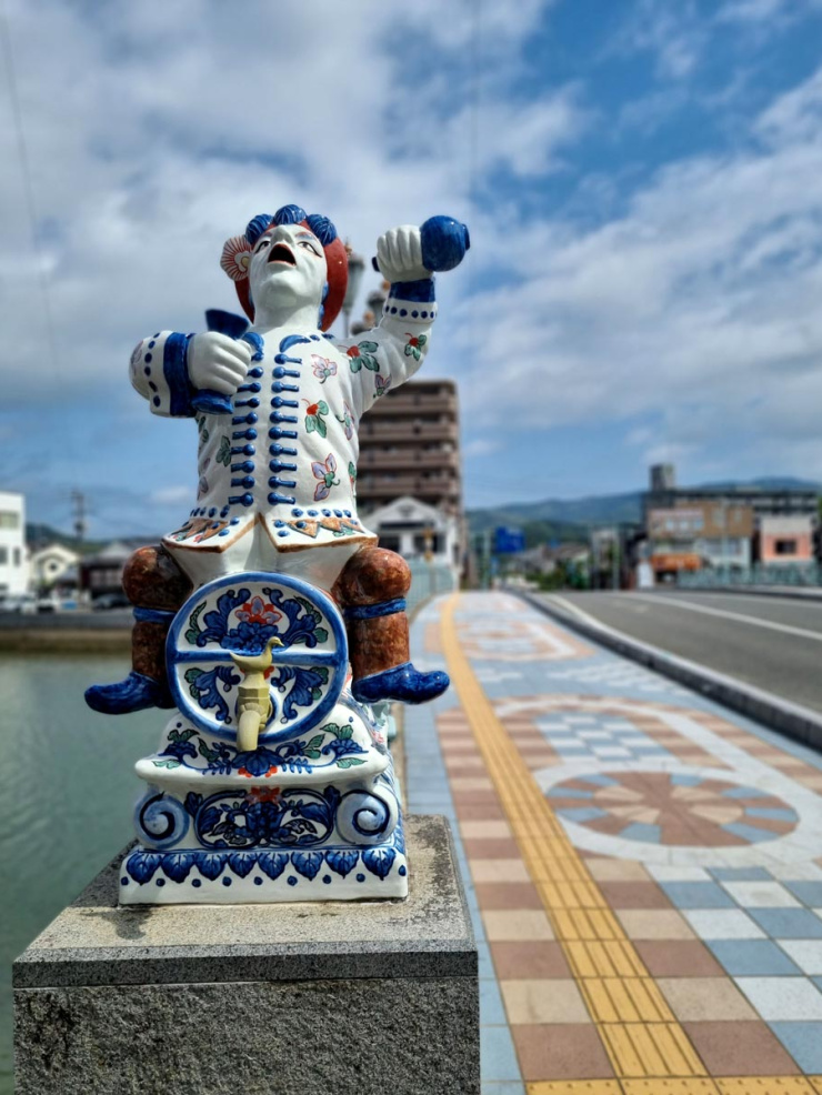 Dutch statue on a bridge in Imari, Japan