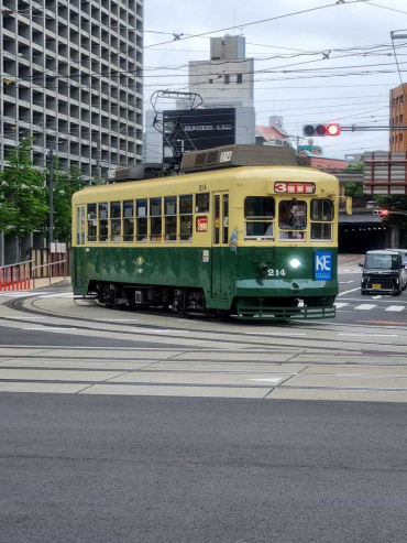 Traditional tram in Nagasaki, Japan