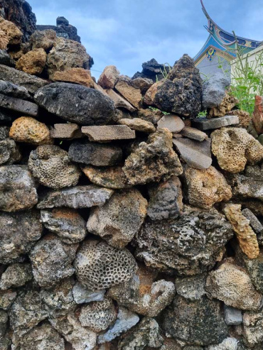 Coral and basalt walls in Nanliao village, Penghu Islands, Taiwan