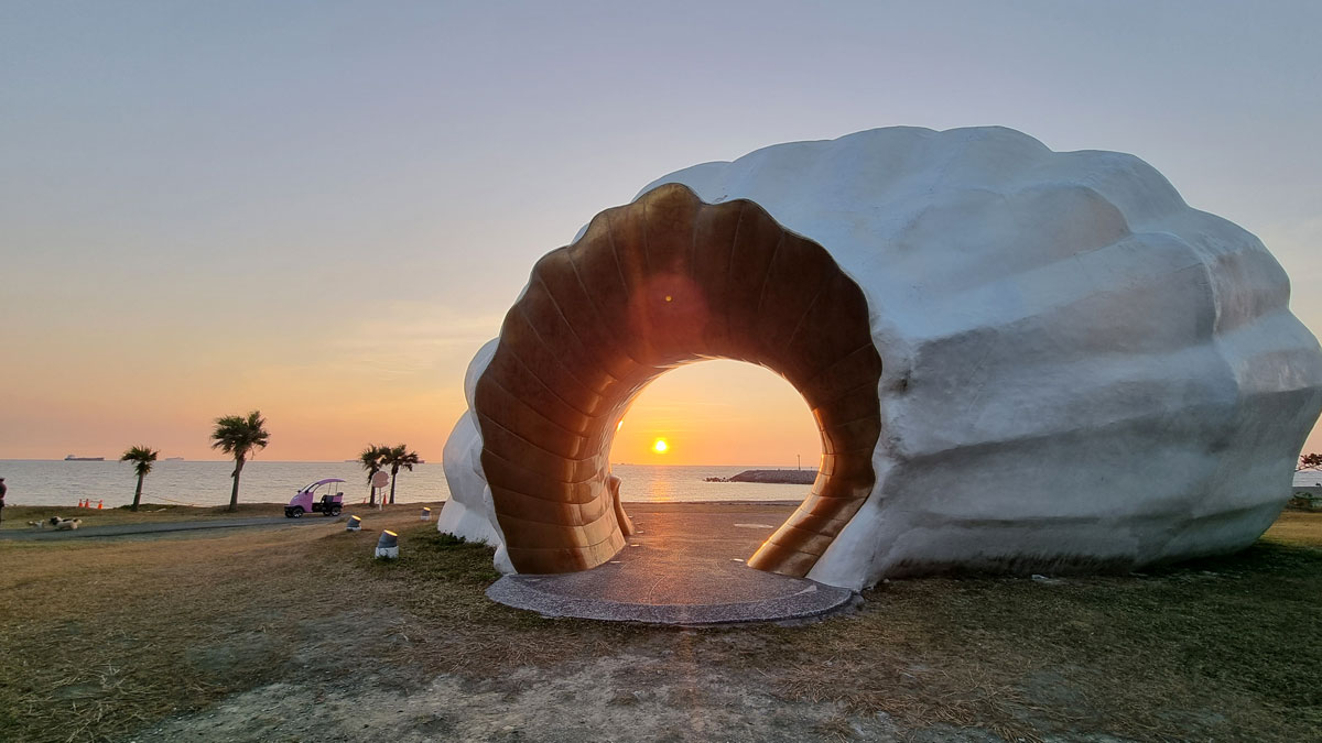 Cijin Island beach at sunset, Kaohsiung, Taiwan